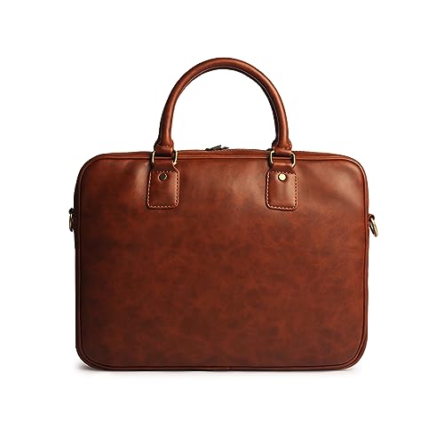 Image of Gauge Machine Professional Vegan Leather Messenger Briefcase Bag for Office |Fits upto 14 /15 / 16 inch Laptop |Separate Padded Laptop Compartment |Water Resistant |Men & Women |16L