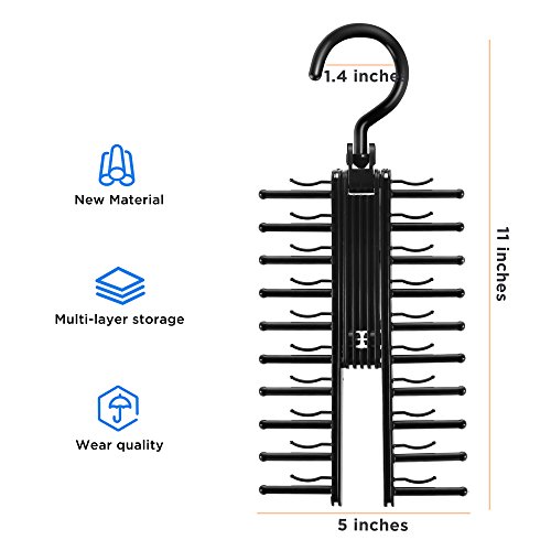 IPOW Upgraded 2 PCS See Everything Cross X 20 Tie Rack Holder,Rotate to Open/Close Tie and Belt Hanger with Non-Slip Clips,360 Degree Swivel Space Saving Organizer - Thumbnail 7