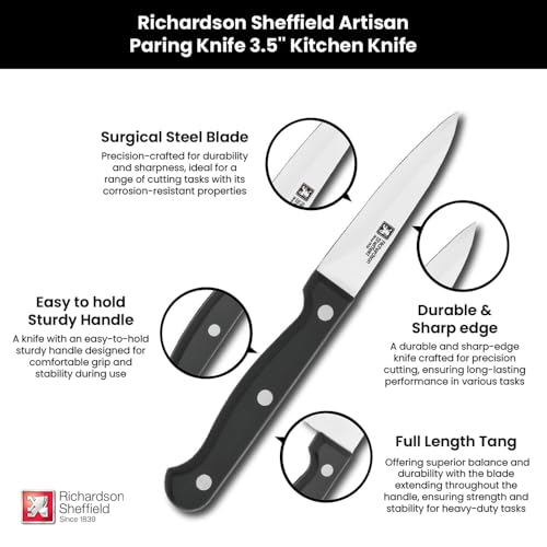 Image of RICHARDSON SHEFFIELD Artisan Paring Knife 3.5'' Kitchen Knife | Surgical Blade Knife | Best Knife for Kitchen Use