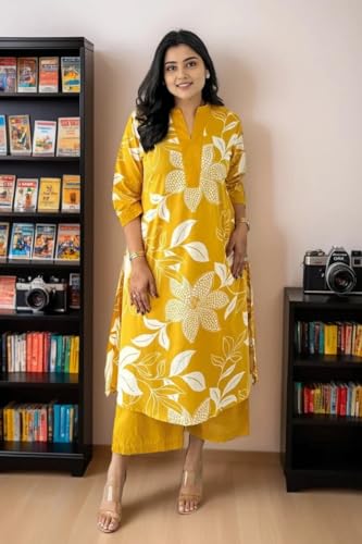 Image of Fashion Basket Wedani Cotton Printed Kurta Set for Women