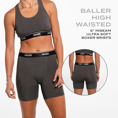 Image of Woxer Womens Baller 5 inch High Waisted Boy Shorts Underwear - Seamless Boxer Briefs, Boyshort Panties, No Show Women's Boxers