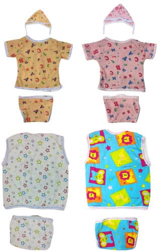 Image of TANGY Hosiery Newborn Baby Boy's and Baby Girls Jhabla Clothing Top Set(Pack of 4)
