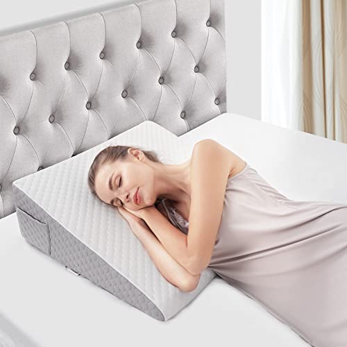 Forias Wedge Pillow For Sleeping 7.5" Bed Wedge Pillow For After Surgery Triangle Pillow Wedge For Acid Reflux Gerd Snoring Back Pain, Air Layer Sleeping Wedge Cover | Memory Foam Top #TOP7