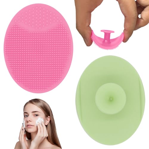 JEYORZY 2 Piezas Cepillo de Limpieza Facial de Silicona, Cepillo Limpiador de Maquillaje, Almohadilla de Limpieza, Adecuados para Todo Tipo de Piel, Eliminación de Maquillaje y Puntos Negros