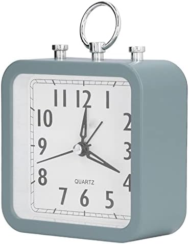 Buachois Analog Alarm Clock, 3.85 in Green Simple Style Analog Silent Small Bedside Desk Clock Battery Operated, Non Ticking Analog Small Table Clock for Bedroom,Bedside, Desk,Shelf - Super Silent