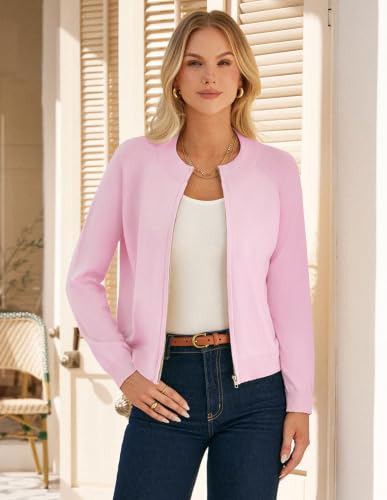 Image of GRACE KARIN Womens Long Sleeve Zip Up Cardigan Sweaters Lightweight Sweater Jacket Knitted Fashion Clothes