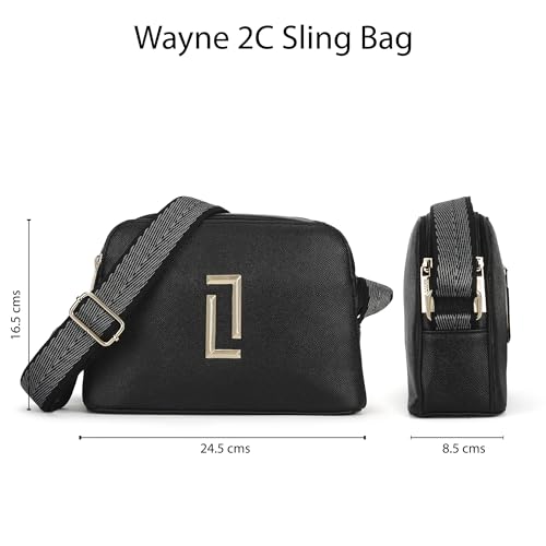 Image of Lavie Luxe Wayne 2 Comparment Medium Solid Cross Body Sling Bag | Ladies Purse Handbag | Ladies Gift