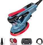 FANZWORK Exzenterschleifer EZ150A 5mm Schleifhub,150mm Schleifteller, 350W bürstenlosen Motor, 7-Stufige Drehzahlregelung, inkl. Tellerbremse, 15x Schleifpapier, 1x Ersatz-Schleifteller, Tragkoffer