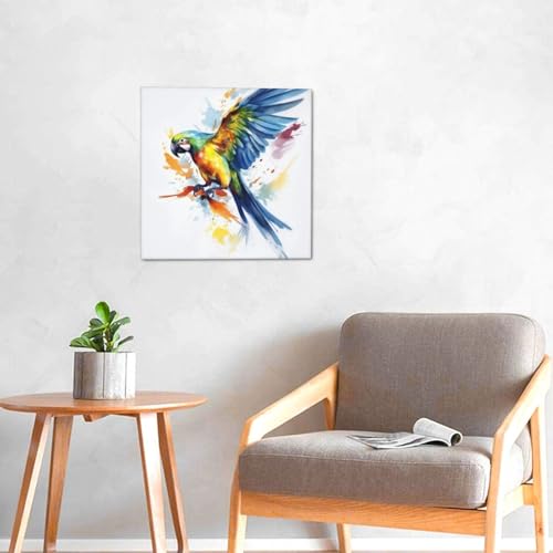 Toile perroquet volant impression déco murale 30x30 - 3