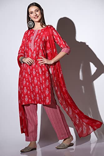 Image of GRECIILOOKS Women Kurta Set with Dupatta for Women | Kurti Set for Women | Festive Kurta Set for Women | Regular Fit Kurta