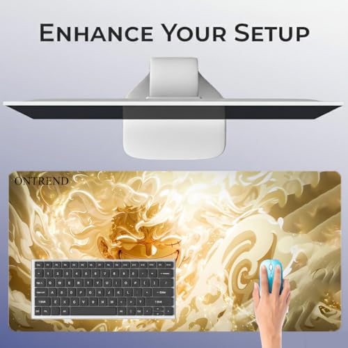 Image of ON TREND Anime Series Printed Mouse pad with Anti-fray Stitching, Waterproof Surface & Non-Slip Rubber Base Gaming Mouse Mat for Laptop, Computer & Desk (Large Extended -23x11 Inch) (Fire Luffy)