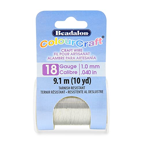 Fil de cuivre malléable 18Ga Beadalon ColourCraft Silver de haute résistance pour enroulement