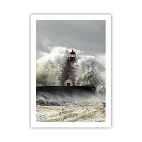 ARTTOR Deco Affiches Murales 50x70cm Affiche Decoration Murale Phare océan tempête Cuisine Wall Art Design Moderne Poster sans Cadre Tableau Decoration Salon...