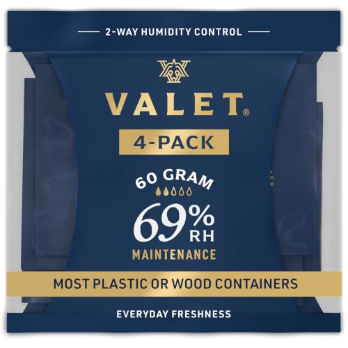 Valet 69% Two-Way Humidity Packs 4-Pack (60g), Two-Way Humidity Control Packs for Airtight & Plastic Containers, Moisture Absorber, Made in USA