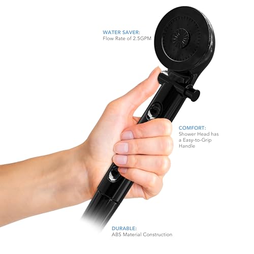 Image of RV Shower Head with Hose ABS Outdoor RV Shower Hose Kit Replacement with ON /OFF Switch for RV, Trailer, Campers, Motorhomes, Fifth Wheels, Boats (Black)