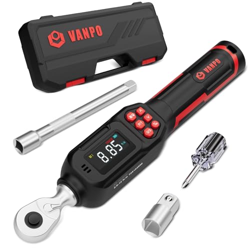 Image of VANPO Digital Torque Wrench 1 /4-Inch 4-8.85 ft-lb /0.6-12 Nm for Bicycles | ±2% Accuracy, Electronic Torque Wrench with LCD Display, Audible & Color Feedback for Small Engine & Precision Instruments