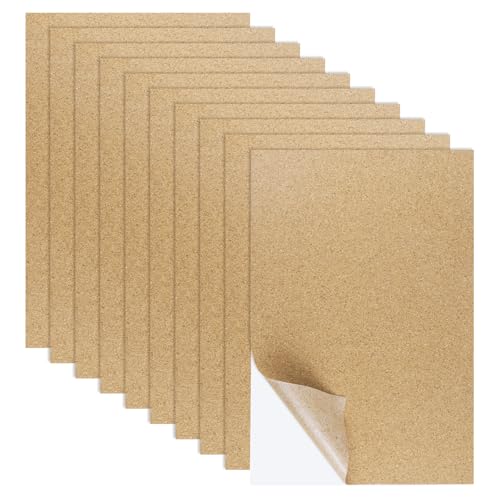 10 PCS Self-Adhesive Cork Sheets, 0.03 Inches Thick Small Board Roll Tiles Fabric Corks for Coasters, Wall, Wedding Party, DIY Crafts Decorations (11.69×8.26 Inches) (11.8x8.26 in)