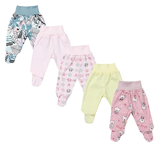 TupTam Baby Unisex Hose mit Fuß Bunte 5er Pack, Farbe: Mädchen 4, Größe: 56