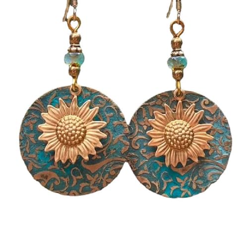 Boho Teardrop Earrings, Handmade Copper Bohemian Earrings, Dangle Antique Ethnic Jewelry for Women