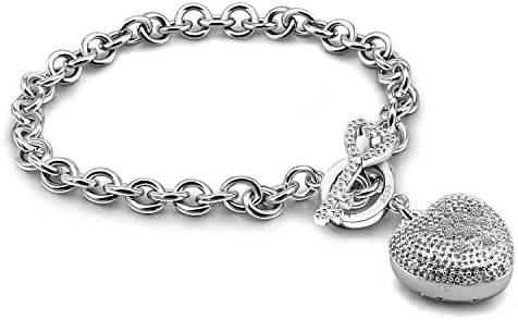 Dankadi New Products Women's 925 Sterling Silver Bracelet Fine Jewelry Shining Heart Bracelet 6 "7" 8" Solid Silver Accessories Birthday Party Gift (6)