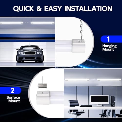 hykolity 4 Pack Linkable LED Shop Light for Garage, 2FT 30W Utility Light Fixture, 3500lm, 5000K Daylight Linkable Shop Lights with Power Cord, Hanging or Flush Mount, White - ETL - Image 4