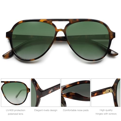 Image of SOJOS Classic Polarized Aviator Sunglasses for Women Men, Retro Trendy Aviators Shades SJ2201