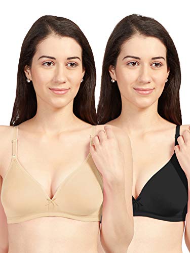 Image of SONARI Omania Womens Non-Padded Cotton Polyester Bras - Solid, Non-Wired, Medium Coverage, Hand Washable (Pack of 2)