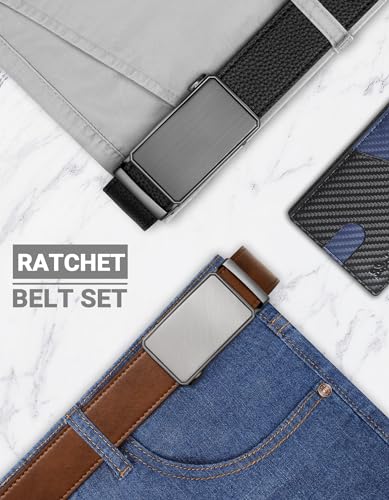 Image of Zitahli Leather Ratchet Belt for Men - 2 Pack Mens belt,Customizable Fit | Everyday Men Dress Pants Belt,Casual Occasion,Classic Style,Gifts for Men on Birthday,Anniversary,Father's Day,and Christmas