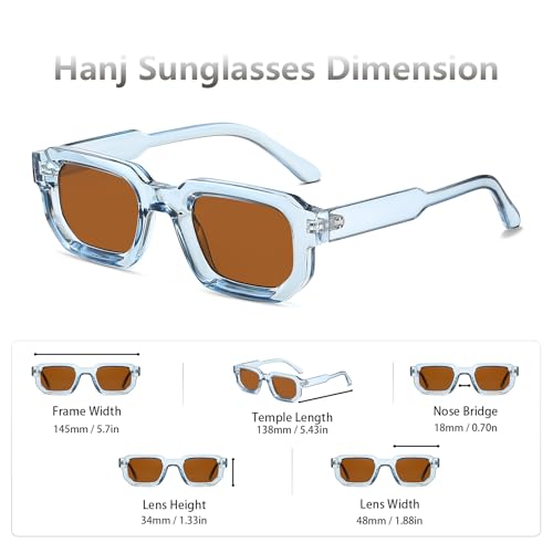 Image of Hanj Rectangle Retro Sunglasses for Women Men Vintage Square Sun Glasses Fashion Classic 90s Shades