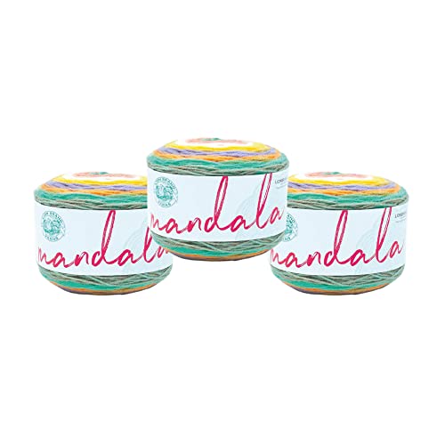 Image of Lion Brand Yarn, Mandala DK Lightweight Yarn for Knitting, Crochet, and Crafts, Pixie, 3 Pack, Self-Striping Acrylic Fiber for Baby Blankets, Multicolor Shawls and Variegated Cardigans