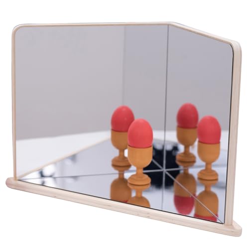 TickiT Wooden 4-Way Mirror - Explore Reflection, Symmetry and Patterns - for All Ages - Add Reflection to Any Sensory Activity Station