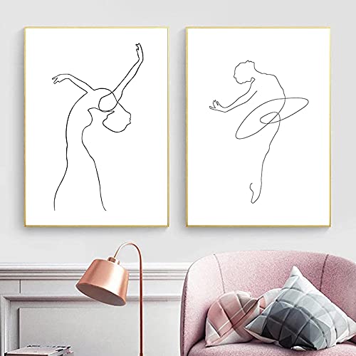 Toile abstraite minimaliste motif ballerine pour habiller un grand mur blanc sans cadre