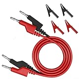 Gdfnmogo Set di 6 cavi impilabili da banana a banana, con 4 clip a coccodrillo, 1000 V 15 A, cavi flessibili isolati in PVC per multimetro, forniture da banco, laboratorio scolastico