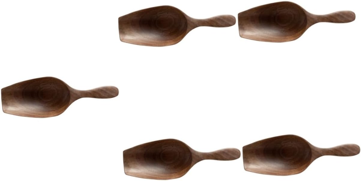 PRETYZOOM 5pcs Bean Scoop Shovel Wooden Tea Spoon Kitchen Popcorn Scoop Grain Spoon