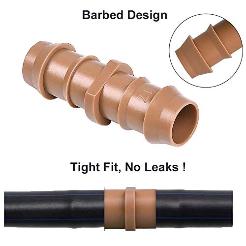 JOYPRO 24 Pieces Drip Irrigation Barbed Couplings Fittings(17mm) for 1/2” Tubing (0.600”ID)- Irrigation Pipe Connectors for Irrigation System and Sprinkler