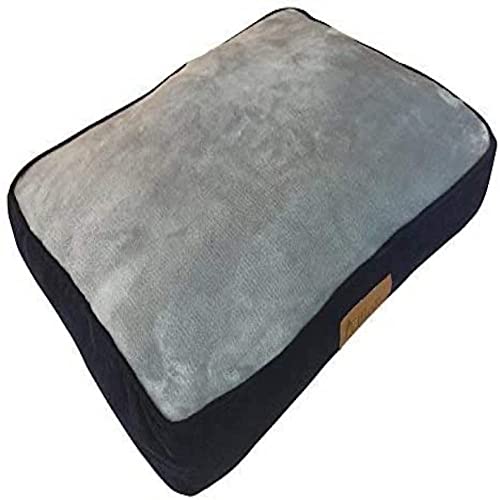 Ellie-Bo Lit pour Chien pour Cage ou Caisse de 61 cm Taille S 56 x 41 cm Velours côtelé Bleu sur Les côtés et Dessus en Fausse Fourrure Grise Cover