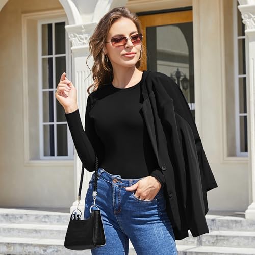 5 Pack Womens Long Sleeve Tops Crew Neck Basic T Shirt Fall Stretch Tight Fitted Thermal Shirts Fashion Clothes 20254