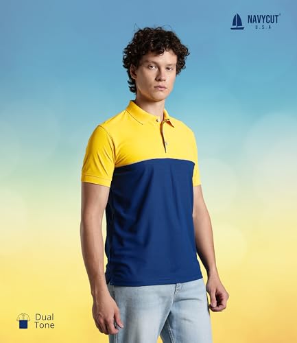 Image of Men's Polo T-Shirt | Regular Fit Short Sleeve Shirt with Collar | Solid Color Casual & Sport Polyester Top for Men | Machine Washable