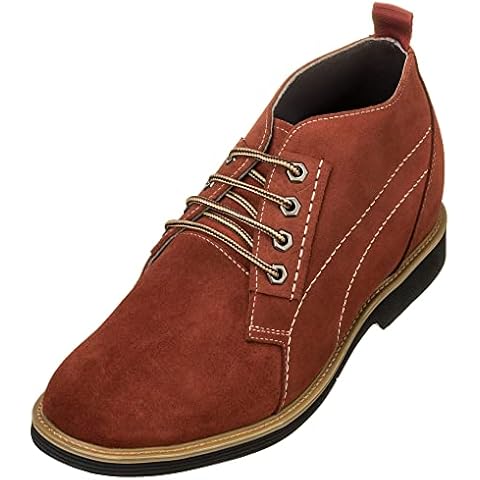 CALTO Men's Invisible Height Increasing Elevator Shoes - Burgundy Suede Leather Chukka Lace-up Ankle Boots - 3.2 Inches Taller - K9911 - Size 8 D(M) US Cover