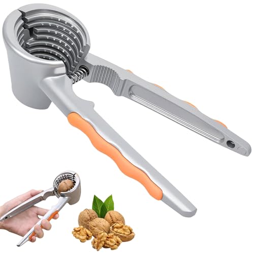 Premium Nutcracker for All Nuts - Multifunctional Walnut & Hazelnut Cracker with Non-Slip Handle for Effortless Shell Opening (Orange)