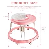 Baby Walker, Foldable Multi-Function Anti-Rollover, 5 Level Height Adjustable, Baby Walkers for 6-15months Suitable for All Terrains (Pink) - Image 3