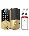 SMONET Smart Lock,Fingerprint Gold Keyless Entry Door Lock,7-in-1 Smart Deadbolt with App Control,Electronic Touchscreen Keypad Biometric Smart Locks for Front Door,Easy to Install