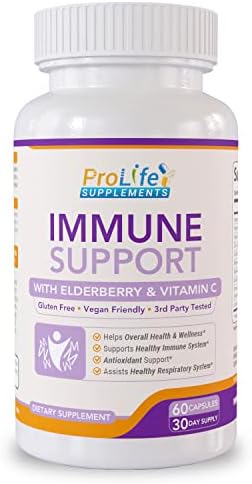 10 in 1 Natural Immune Support Supplement with Zinc, Elderberry, Vitamin C, E, B6, Turmeric 95percent Curcuminoids, Echinacea, Probiotics. Antioxidant & Booster Support, 60 Count