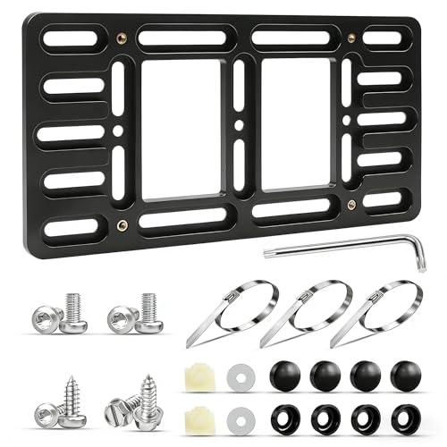 YIDEEAUTO Front License Plate Mount - No Drill Licence Plate Bracket Holder Universal Bumper Car Tag Frame Mounting Kit for Most Cars Trucks & SUVs