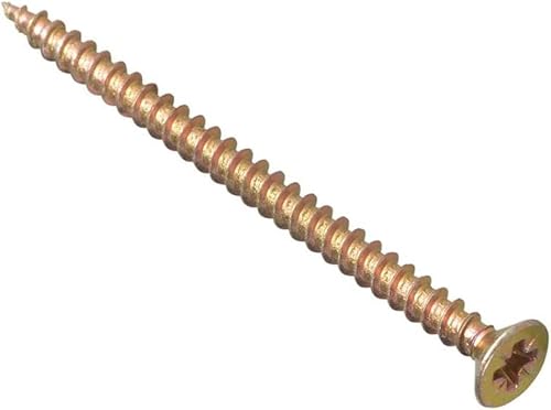 Price comparison product image ForgeFix Multi-Purpose Single Thread Screws / 5.0 x 80mm / Zinc Yellow Passivated / Box 100