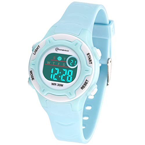 Relojes Infantiles para niños, Reloj Deportivo Digital al Aire Libre a Prueba de Agua con Alarma/Cronómetro, Resistencia al Agua Reloj Infantil Aprendizaje para Niños (Azul Claro)