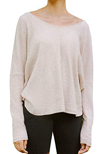NianEr Womens Casual Oversized Slouchy Sweaters Baggy Off Shoulder Shirts Batwing Sleeve Fashion Pullover Tops Beige NianEr Womens Casual Oversized Slouchy Sweaters Baggy Off Shoulder Shirts Batwing Sleeve Fashion Pullover Tops Beige