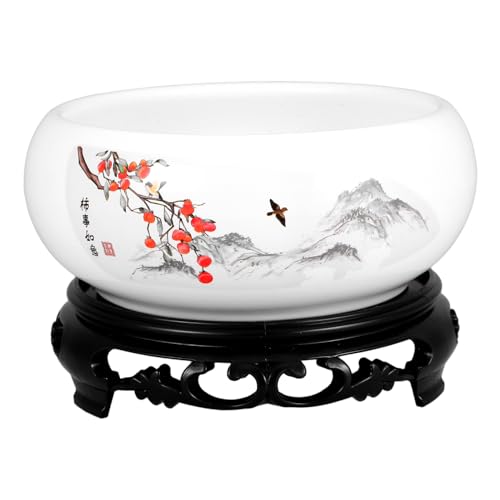 HYTROVE 1 Juego decoración de Oficina cerámica Decorativa Maceta Redonda de Flores Redondas Bote de Olla de Maceta desecante Cuenco para Plantar nenúfares Jardinera de narcisos de cerámica