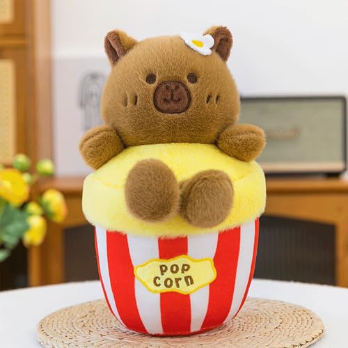 Popcorn Purse Cute Plush Capybara Purse Novelty Food Purses Crossbody Shoulder Bag Zipper Strap Gift Women Kid3