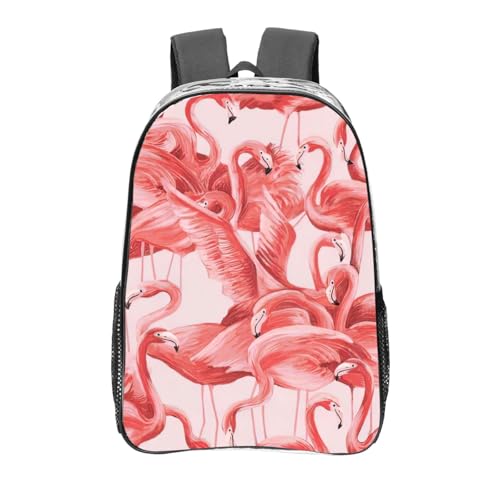 Sac à dos transparent flamant rose léger pour l'école et le travail